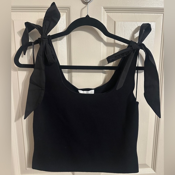 House of Harlow 1960 Tops - House of Harlow 1960 Bow Tie-Shoulder Tank Top, Black, Sz M